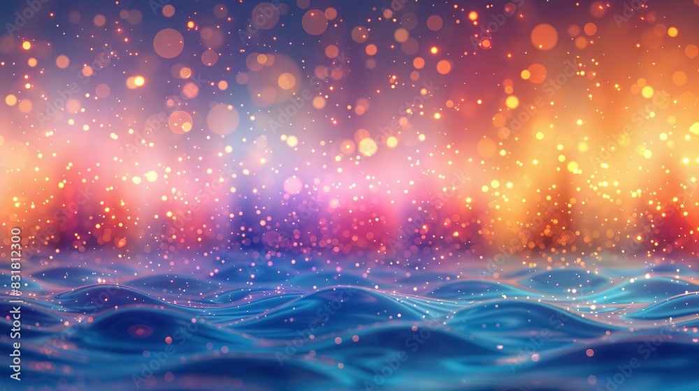 A clear picture of a vibrant blue ocean illuminated by a warm red and yellow light from above A clear picture of a vibrant blue ocean illuminated by a warm red and yellow light from above