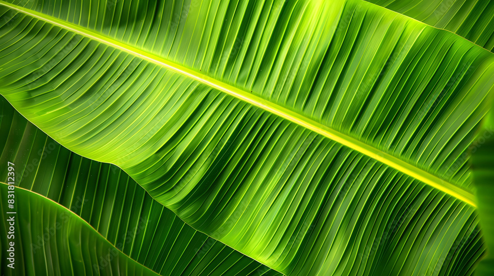 Detailed close-up of a vibrant green leaf with intricate veins and textures Detailed close-up of a vibrant green leaf with intricate veins and textures