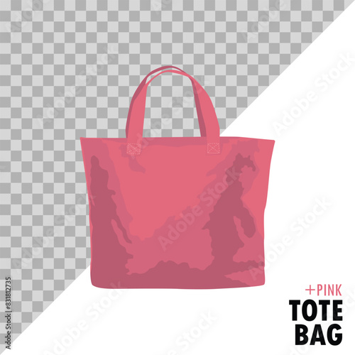 Pink totebag isolated on a white background and easy to edit. vector