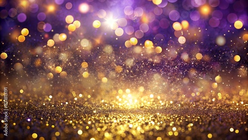 Gold and Purple Glitter Confetti Creating a Stunning Bokeh Effect