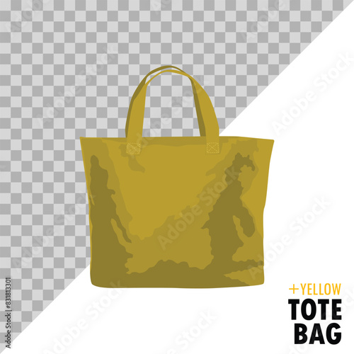 yellow totebag isolated on a white background and easy to edit. vector