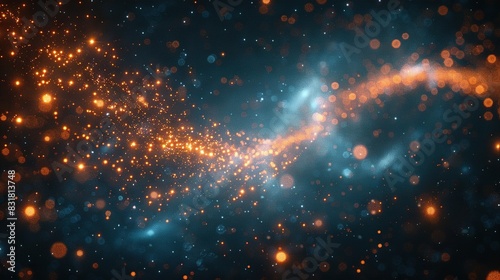  A clear picture of star clusters in the night sky with illuminated objects in the foreground photo