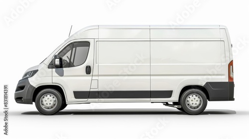 Delivery van front view, isolated on white background, 