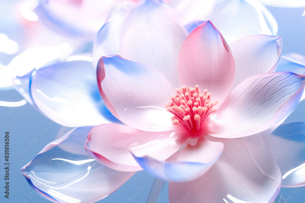 Obraz premium Translucent cyberpunk-style flower, embodying a fusion of technology and natural beauty in pastel hues