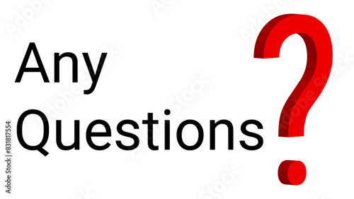 Any Questions Text With Sign Of Interrogation On White and Transparent Background. Vector Illustrations.