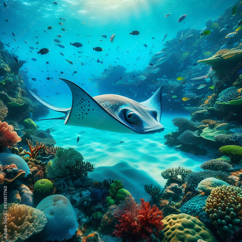 Fototapeta premium Coral reef and fish