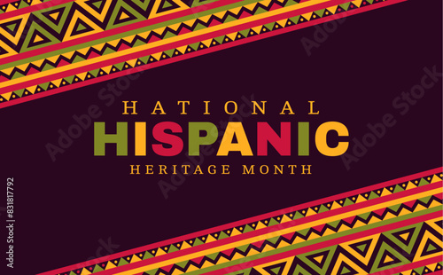 Ethnic Latin American ornament, national Hispanic heritage month vector banner. Latin festival of Hispanic Americans national culture, tradition and art heritage with ethnic handicraft pattern