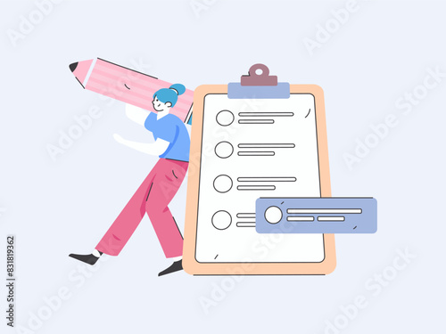 Invite friends to conduct questionnaire flat vector concept operation hand drawn illustration
