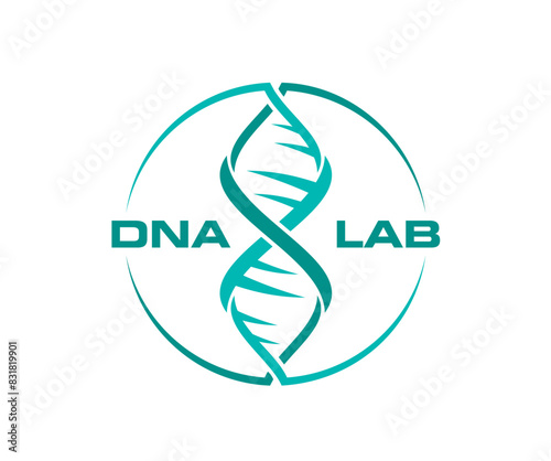 Dna helix icon, science research, gene technology. Isolated vector scientific laboratory sign with DNA structure. Symbol or emblem of innovation and medical advancement, biotechnology lab researching