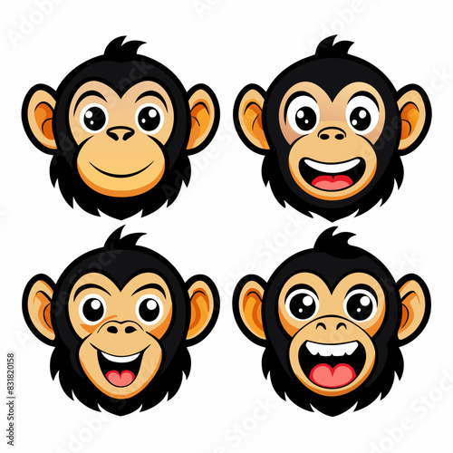 a-set-of-4pcs-monkey-different-face-icon-black-vec © VarotChondra