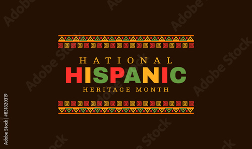 National Hispanic heritage month festival banner with ethnic ornament, vector background. Hispanic and Latin American ethnic culture, tradition and art heritage poster with handicraft decoration