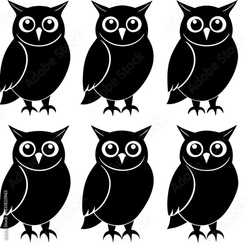 a-set-of-9pcs-burrowing-owl-animal-black-silhouett 
