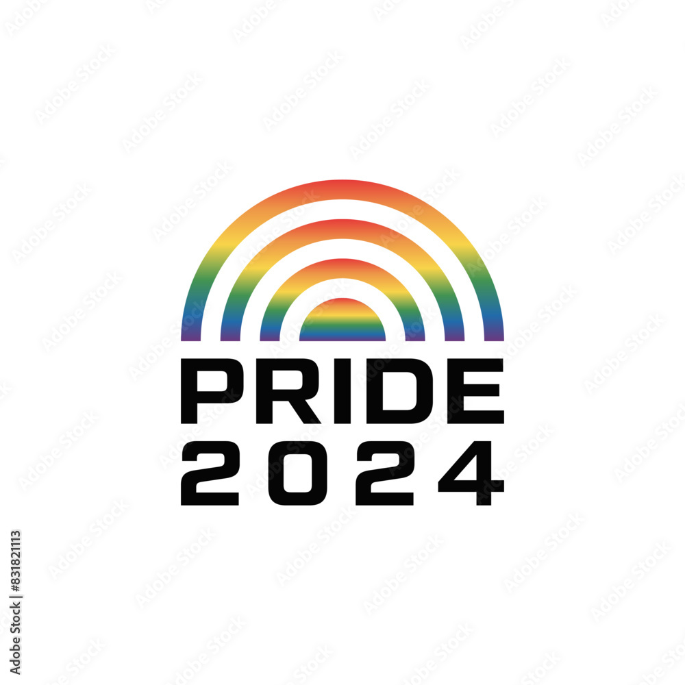 Vector Happy Pride Day month 2024 with a rainbow logo flat design element Vector Happy Pride Day month 2024 with a rainbow logo flat design element