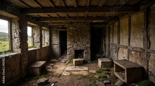 The mysteries hidden within the walls of an ancient  abandoned hut on the moors ai_generated