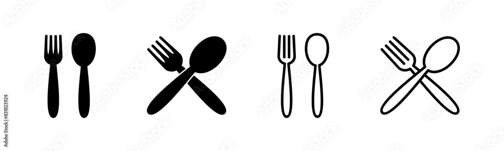 spoon and fork icon set. spoon, fork and knife icon vector. restaurant icon spoon and fork icon set. spoon, fork and knife icon vector. restaurant icon