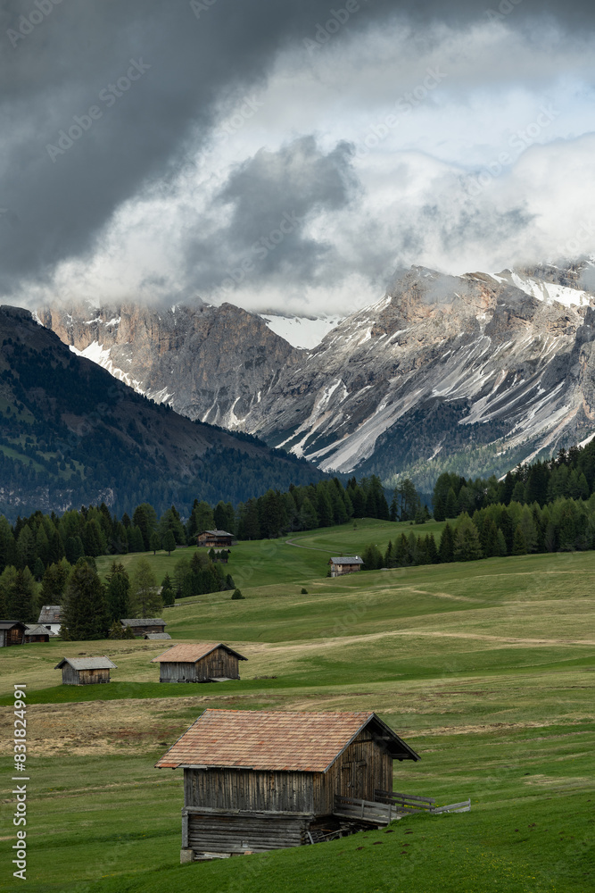 Landscape in the Dolomites at Seiser Alm in Italy