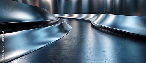 Silver stainless steel winding road , silver luxury with a modern look background technology