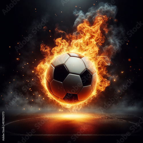 Soccer Ball Surrounded by Ring of Fire