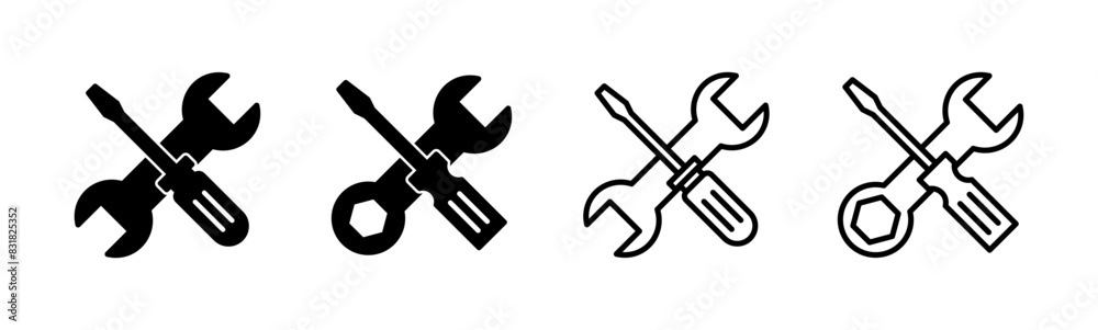 Repair tools icon set. tool icon vector. setting icon vector. Wrench and screwdriver. support, Service Repair tools icon set. tool icon vector. setting icon vector. Wrench and screwdriver. support, Service