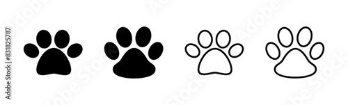 Paw icon set. paw print icon vector. dog or cat paw