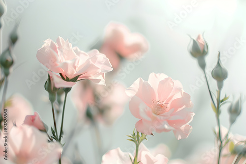 A beautiful field of pink flowers, belonging to the rose family, is blooming © Nadtochiy