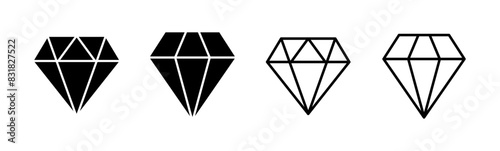 Diamond icon set. diamond gems vector icon.