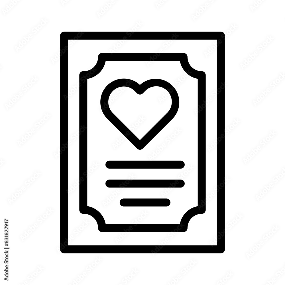 Wedding Card Vector Line Icon Design Wedding Card Vector Line Icon Design