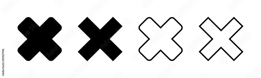 Close icon set. Delete icon vector. cross sign Close icon set. Delete icon vector. cross sign