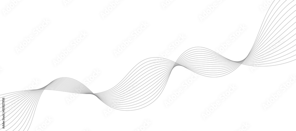 Fototapeta premium Abstract vector modern gradient white background with grey wavy lines.