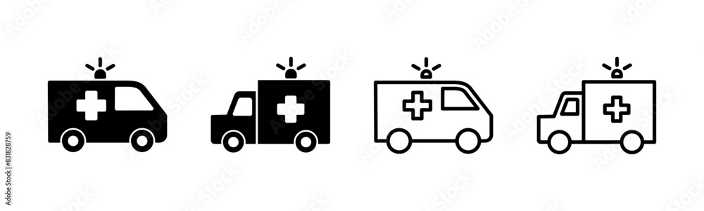 Ambulance icon set. ambulance truck icon vector. ambulance car Ambulance icon set. ambulance truck icon vector. ambulance car