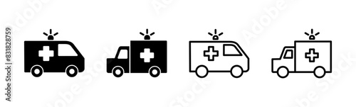 Ambulance icon set. ambulance truck icon vector. ambulance car