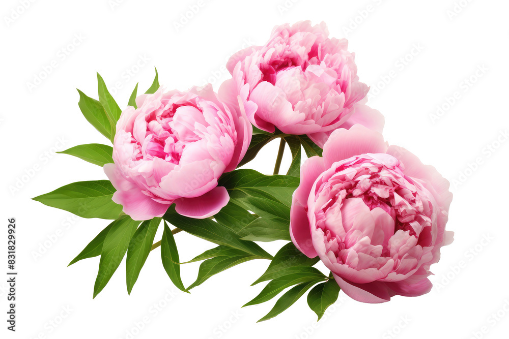 Beautiful peony flowers isolated on white