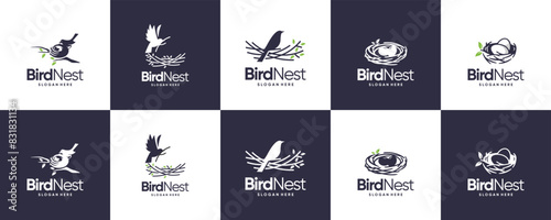 bird's nest logo collection, for security, construction, natural materials, logo design inspiration.