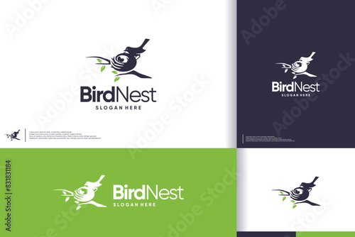 creative bird's nest logo, for product identity, symbols and icons, logo design template.