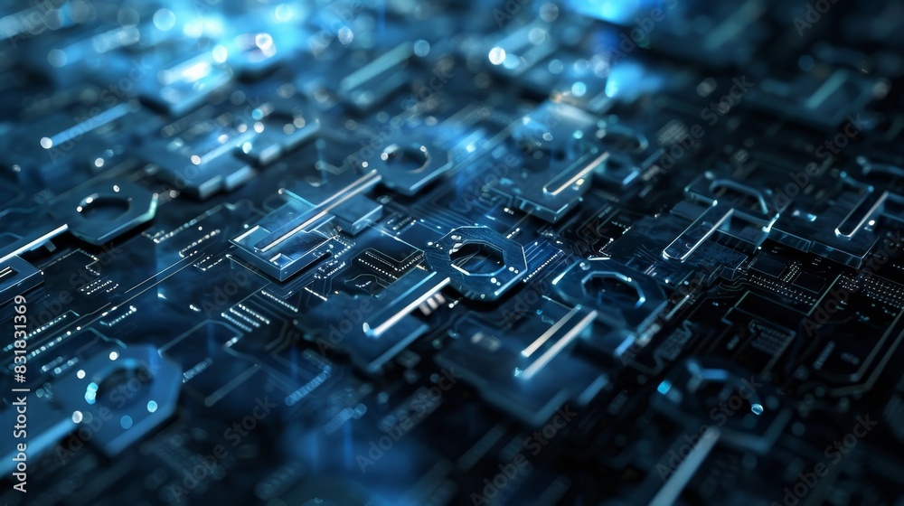 An intricate web of digital keys and locks ensuring the safe transmission of sensitive data in an online transaction. An intricate web of digital keys and locks ensuring the safe transmission of sensitive data in an online transaction.