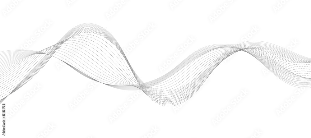 Fototapeta premium Abstract vector modern gradient white background with grey wavy lines.