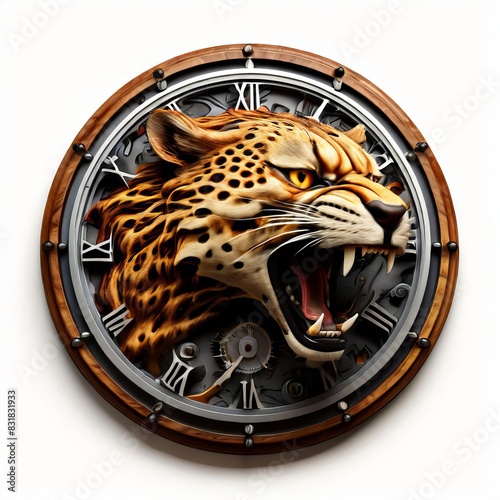 a clock that transforms into a swift cheetah racing against time photo