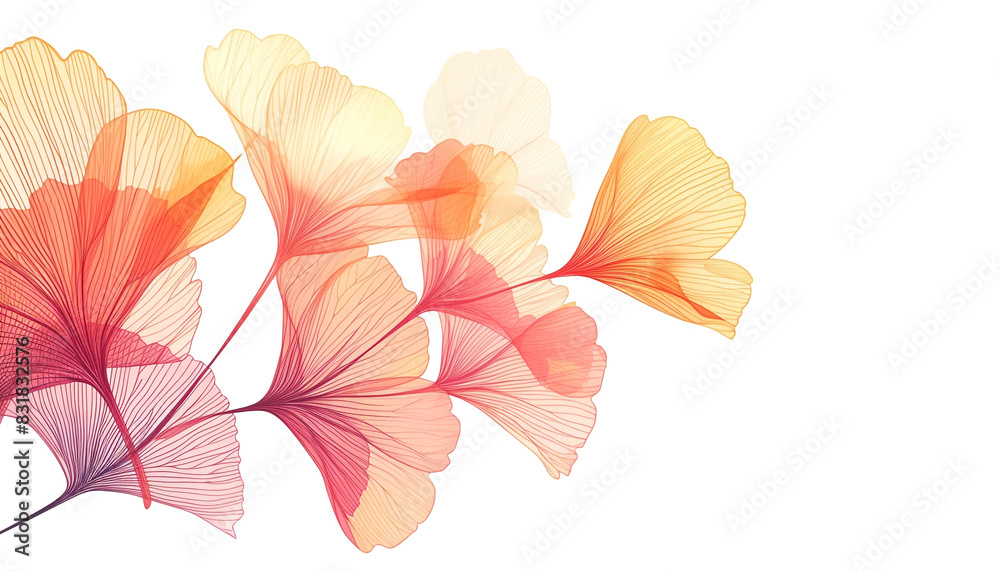 Fototapeta premium Watercolor Ginkgo leaves background