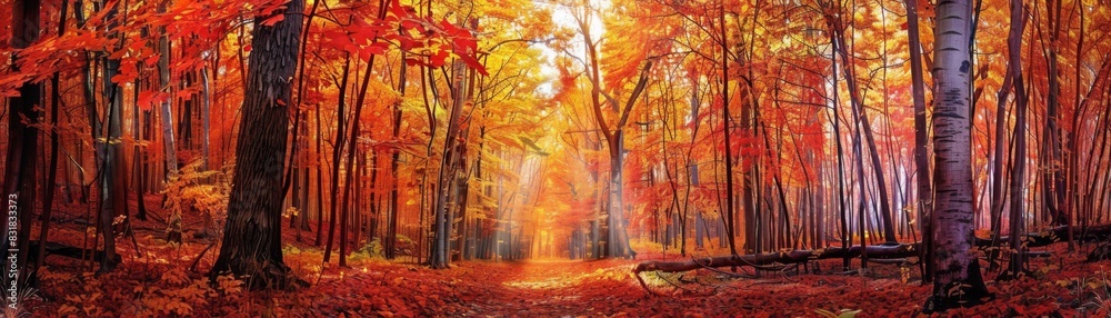 Fototapeta premium Sunlit Autumn Forest Pathway
