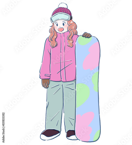 スノーボードを楽しむ女の子