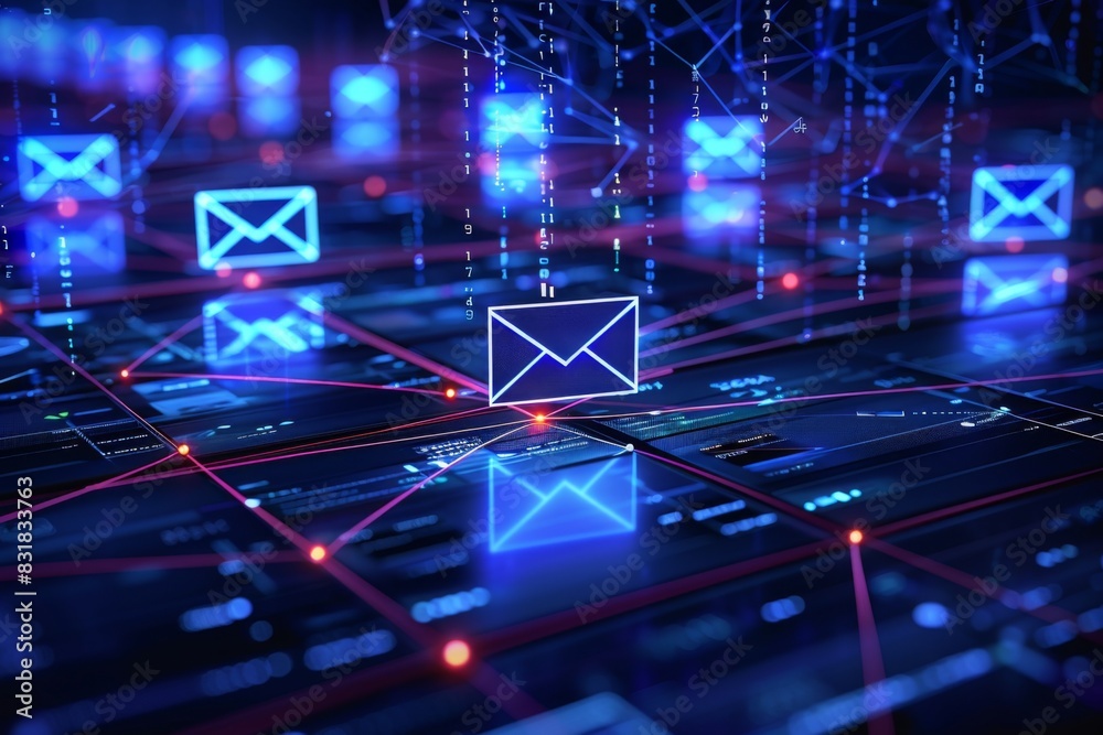 Digital Email Communication Network Illustration Digital Email Communication Network Illustration