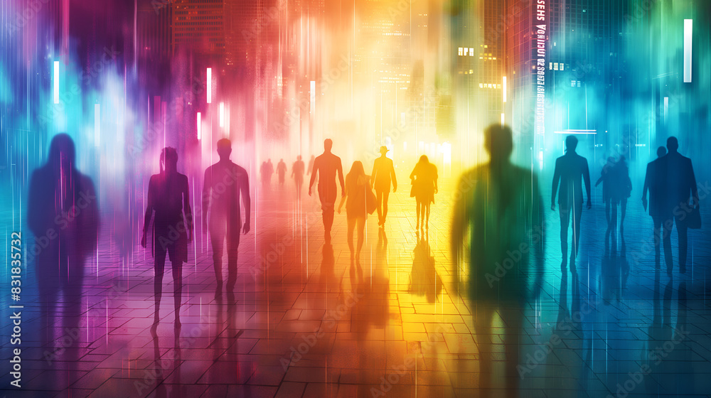 custom made wallpaper toronto digitalFast moving and busy people in the city. LGBT concept.