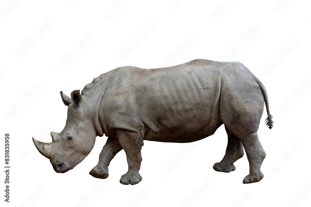 White rhinoceros isolated on transparent background png file White rhinoceros isolated on transparent background png file