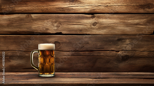 Tag des Bieres am 02. August ist Welttag des Biers Bier auf dem Tresen in der Kneipe für Alt und Jung isoliert mit Holzbrett Platz für Text Marketing zum Biertag Generative AI