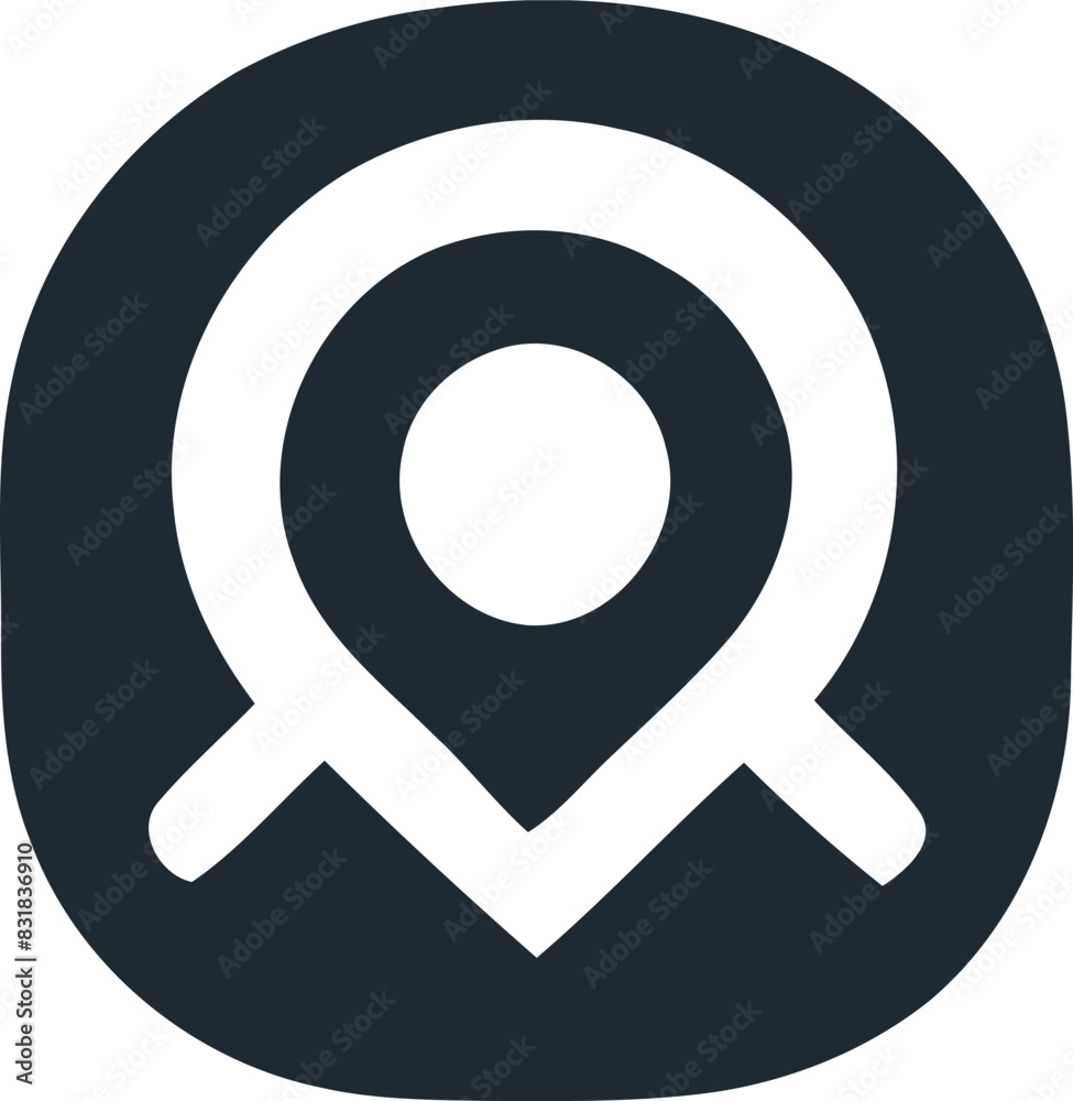 Minimalist Black and White Hexagonal Map Pin Icon. Minimalist Black and White Hexagonal Map Pin Icon.