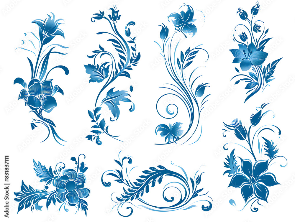 set of floral elements set of floral elements