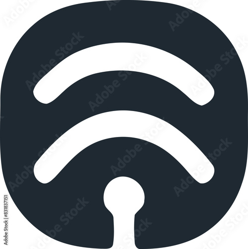 Minimalist Black and White Wireless Connectivity with Play Icon.