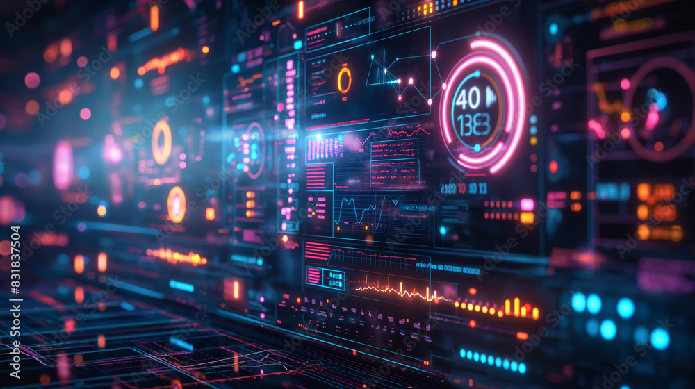 Fototapeta premium A future with holographic medical data, charts and graphs