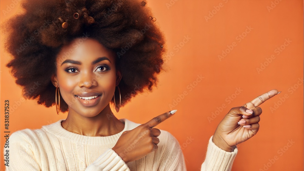 Obraz premium young african american woman wearing casual clothes pointing finger up with successful idea. exited and happy. number one