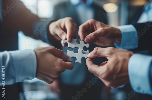 Business Connecting Jigsaw Puzzle Pieces in High Definition